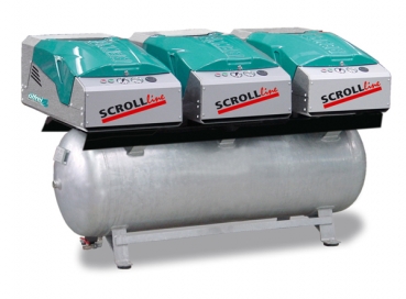 RENNER SCROLL-Kompressor SLDM 13,5 als Mehrfachanlage auf liegendem, verzinktem Druckbeh?lter